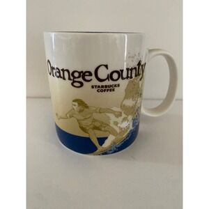 Starbucks Coffee Mug Orange‎ County Surfer Skyline Blue Interior 2009
